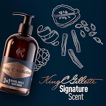 King C. Gillette Beard Shampoo & Face Wash, 350 ml, with Coconut Water, Argan Oil & Avocado Oil, Helps Beard Growth - Image 3